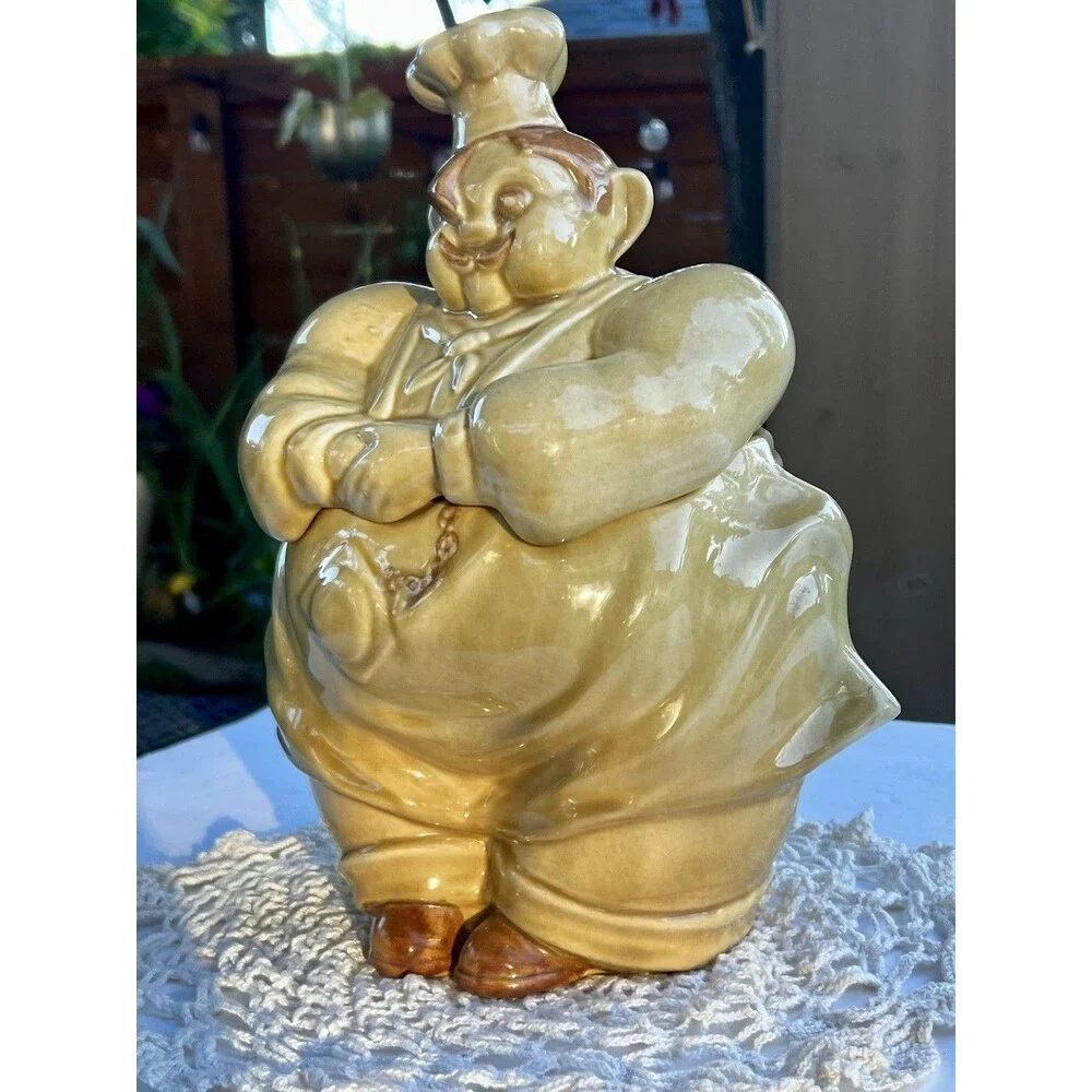 Vintage Red Wing CHEF PIERRE Cookie Jar 1940s Pottery Collectible Hand Painted